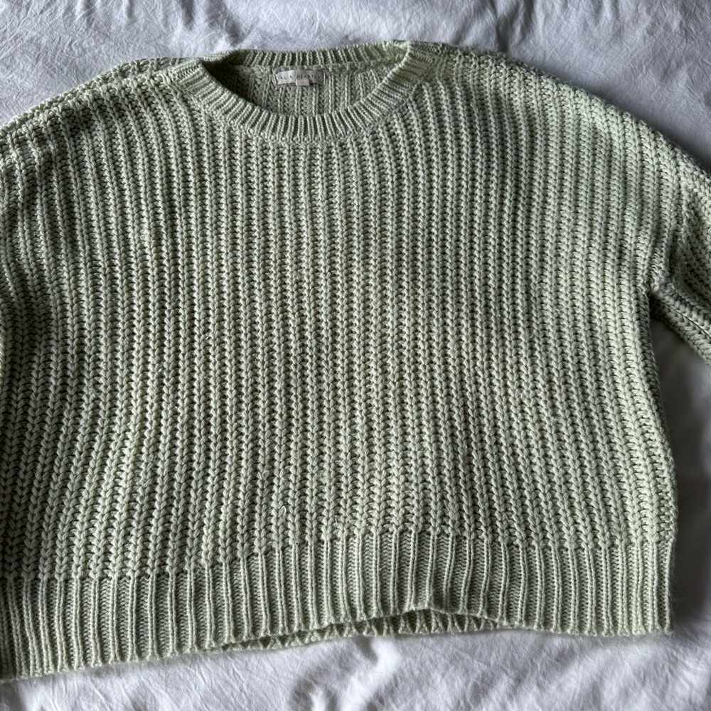 Pacsun La Hearts pale green chunky knit sweater! Extremely soft and not itchy!